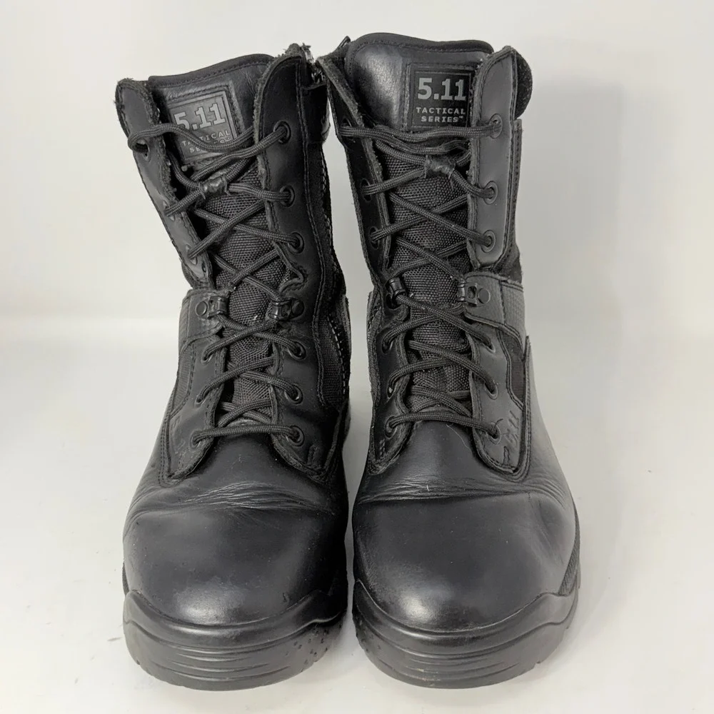 5.11 Tactical Series ATAC 8 Inch Side Zip Boots Mens 9.5 Black Leather 12001